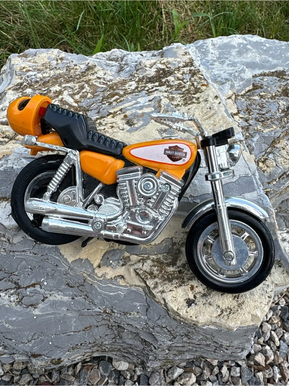 Harley-Davidson Orange Mini Motorcycle Toy Matchbox Vintage Clean Pet/SmokeFree